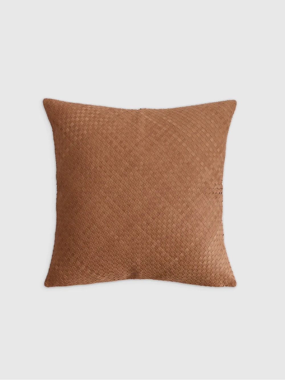 NWOT QUINCE 20x20 Woven Leather Pillow Cover Chestnut 0017